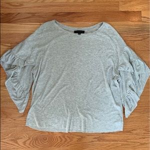 NORDSTROM Ruffle Sleeve Gray Top